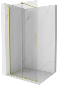 Mexen Velar, posuvné dvere do otvoru typ Walk-In 110 cm, 8mm číre sklo, zlatá matná, 871-110-000-03-55