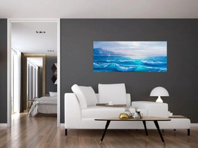 Obraz - Olejomaľba mora s čajkami (120x50 cm)