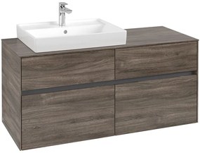 VILLEROY &amp; BOCH Collaro závesná skrinka pod umývadlo na dosku (umývadlo vľavo), 4 zásuvky, 1200 x 500 x 548 mm, Stone Oak, C08200RK