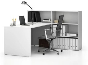 Kancelárska zostava single SEGMENT, 3 police, pravá, biela/biela