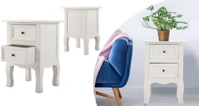 Set 2 nočných stolíkov, biely