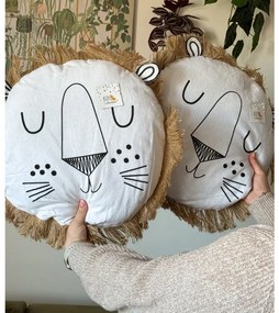 Guľatý dekoračný vankúšik LION 40 cm, biely - viac variantov
