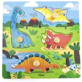 Puzzle s rúčkami Viga 44596 dinosaury