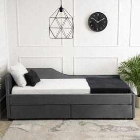 JAKS Posteľ s úložným priestorom 90 x 200 Jonaš velúr sivá