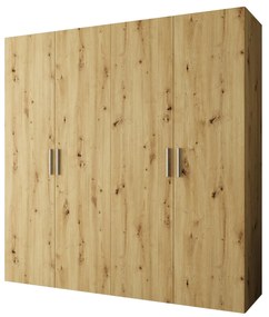 Šatníková skriňa 200 cm Borry 1 (dub artisan + strieborná). Akcia -19%. Vlastná spoľahlivá doprava až k Vám domov. 1125768