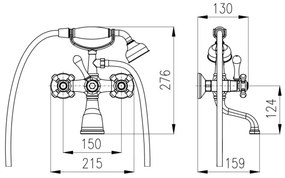 RAV Slezák MK159.5/2SM - Vaňová súprava s batériou MORAVA RETRO, stará mosadz