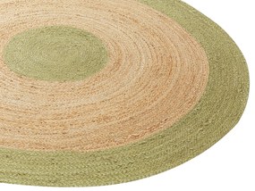 Okrúhly jutový koberec ø 140 cm béžová a zelená YAYALAR Beliani