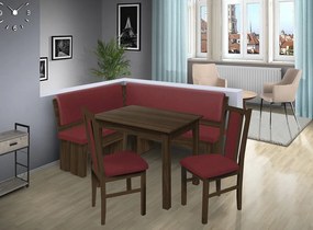 Nabytekmorava Rohová lavica Chicago 14-18 farba lamina: orech 729, čalúnenie vo farbe: SCALA bordó 59