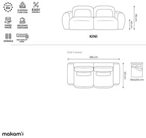 Tmavosivá menčestrová rozkladacia/s úložným priestorom pohovka 266 cm Kini – Makamii