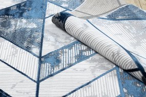 Moderný koberec DE LUXE 632 Geometrický - Štrukturálny krém  / tmavomodrý
