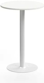 Barový stôl ALVA, Ø700x1000 mm, s kotvením do zeme, HPL, biela