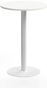 Barový stôl ALVA, Ø700x1000 mm, s kotvením do zeme, HPL, biela