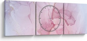 Obraz - Ružové škvrny (s hodinami) (90x30 cm)
