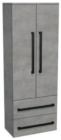 Kúpeľňová skrinka vysoká s čiernou úchytkou SAT Cube Way 60x163x33 cm betón mat CUBE3CV60BE, 1 ks