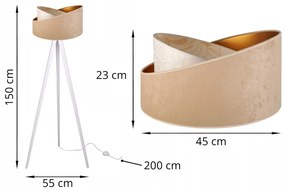 Stojacia lampa Werona 7, 1x béžové/krémové textilné tienidlo so vzorom, g, w