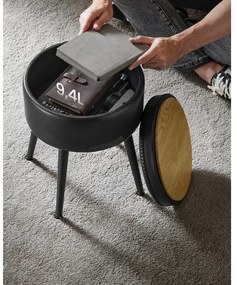 Kožený taburet CORE čierny