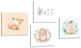 Set obrazov roztomilé zvieratká - 4x 60x60