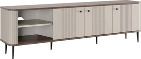 TV stolík Vespera 3D 187 cm - kašmírová / orech / čierne nožičky