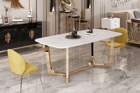 JEDÁLENSKÝ STÔL LOVRE BIELY MRAMOR + ZLATÝ 180 x 90 cm