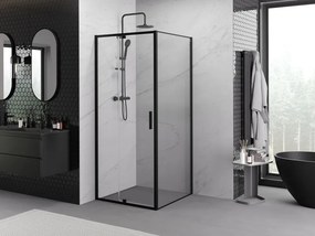 Mexen Exo, sprchovací kút s krídlovými dverami 90 x 90 cm, 6mm číre sklo, čierny profil, 819-090-090-70-00