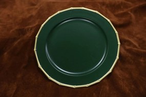 Zelený matný klubový tanier so zlatým okrajom 33cm