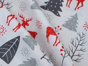 Flanelové obliečky RED DEERS AND TREES biele Rozmer obliečky: 2 ks 70 x 90 cm | 200 x 220 cm