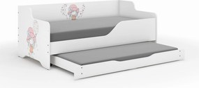 Wooden Toys Detská posteľ LILU 160x80 DIEVČATKO S BALÓNIKOM s funkciou spania