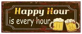 Nástenná kovová ceduľa Happy Hour - 50*1*20 cm