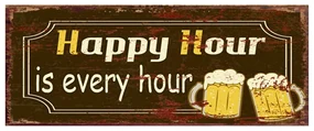 Nástenná kovová ceduľa Happy Hour - 50*1*20 cm