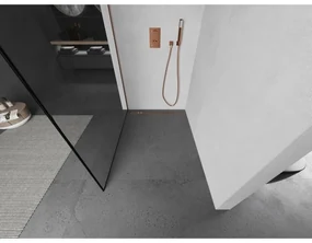 Mexen Kioto, sprchová zástena Walk-In 140 x 200 cm, 8mm číre sklo čierny vzor, medený matný profil, 800-140-101-65-70
