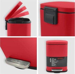 Červený nášľapný oceľový odpadkový kôš 5 l Akira – Spirella