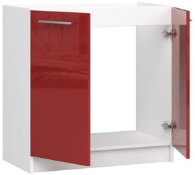Spodná kuchynská skrinka pod drez OLIWIA S80 biela / červená, lesk