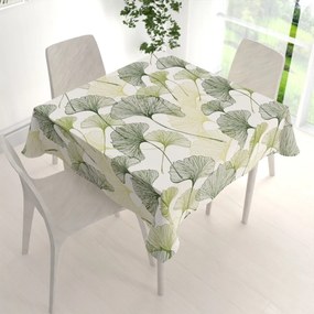 Biante Bavlnený štvorcový obrus Sandra SA-576 Zelené Ginkgo listy na bielom 40x40 cm
