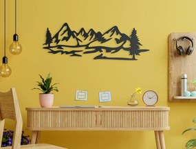 drevko Elegantný drevený obraz Hory Rozmer obrazu: 15,5 x 44,5 cm, Farba dekorácie: Čierna