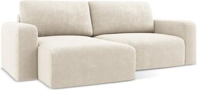 Krémovobiela ženilková rozkladacia/s úložným priestorom rohová pohovka (ľavý roh/s leňoškou) Kona – Makamii