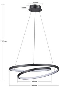 Brilagi-LED Stmievateľný závesný luster na lanku TWISTER LED/48W/230V pr. 50 cm čierna +DO
