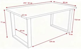 Rozkladací jedálenský stôl COLIN sivý