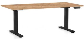 Výškovo nastaviteľný stôl OfficeTech C, 160 x 80 cm, čierna podnož, dub kraft
