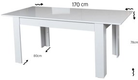 Jídelní rozkládací stůl OBLO 130/170 cm bílý
