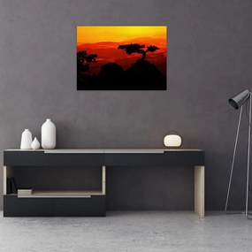 Sklenený obraz - Západ slnka (70x50 cm)