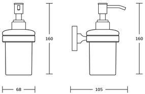 Aqualine Aqualine, SAMBA dávkovač mydla 150ml, mliečne sklo, čierna, SB219