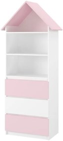 Detský domčekový úložný regál 185 cm - BEZ MOTÍVU - ružový