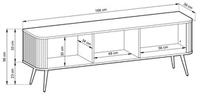 TV STOLIK BELLISSA BIELY + ČIERNE NOŽIČKY 168 cm