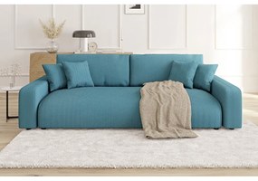 Tyrkysová menčestrová rozkladacia/s úložným priestorom pohovka 234 cm Sara – Ropez