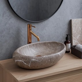 Keramické umývadlo na dosku Rea Roxy B Stone NATURE 48,7x30,7 cm – sivé