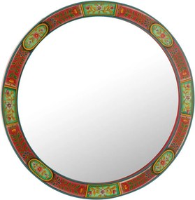 Drevené farebné okrúhle zrkadlo Mumbai mango wood - Ø 75*3 cm