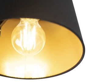Stropné svietidlo s bavlneným tienidlom čierne so zlatom 20 cm - Combi Black