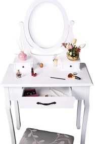 Toaletný stolík s taburetkou Linetik (biela). Vlastná spoľahlivá doprava až k Vám domov. 1015638