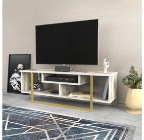 TV stolík/skrinka Aslana 120 (biela + zlatá) . Vlastná spoľahlivá doprava až k Vám domov. 1101386