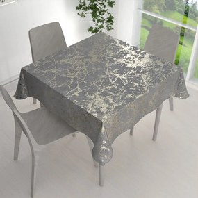 Biante Veľký zamatový štvorcový obrus Isabela IBL-015 Zlatý mramor na svetlo sivom 170x170 cm